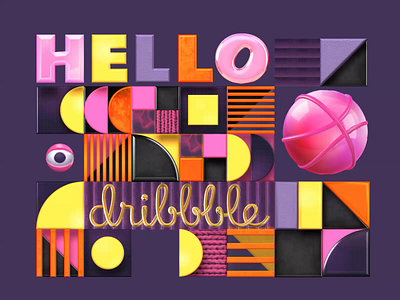 Hello Dribbble! bauhaus graphic design hello dribbble motion graphics spline