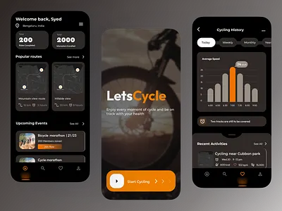 Bicycle Tracker App Interface Design Challenge: Smooth UI animation app branding design graphic design illustration logo u ui ux vector
