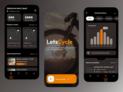 Bicycle Tracker App Interface Design Challenge: Smooth UI animation app branding design graphic design illustration logo u ui ux vector