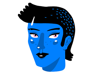 Blue girl art avatar beauty blue cartoon drawing face flat girl illustration portrait userpic woman