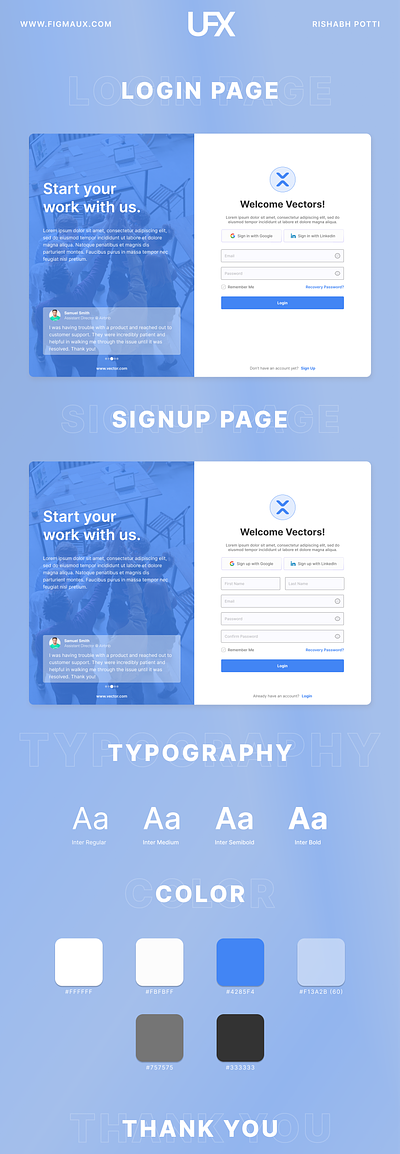 Sign up & Login Page with User Testimonial branding design figma login page with user feedback login ui signup ui ui uiux user feedback login page ux web design
