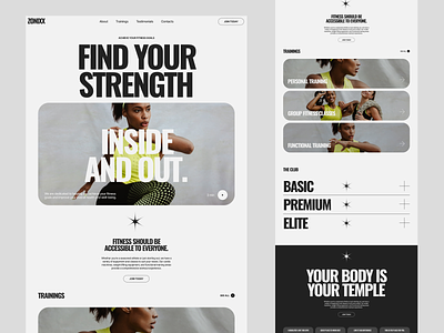 ZONIXX - Gym & Fitness Website clean design design fitness fitness website flat gym landing minimal ui ux web website workout