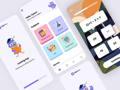 EduPlay - A Fun and Interactive Learning App UI Design clean ui edu edu app education educational educational app elearning interactivelearning learning app learning website modern design modern learning app ui