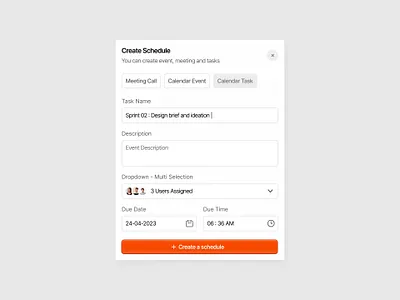 📌 Create a schedule - Fignuts arc button cal calendar component dashboard design design system icons library meeting minimal saber ui