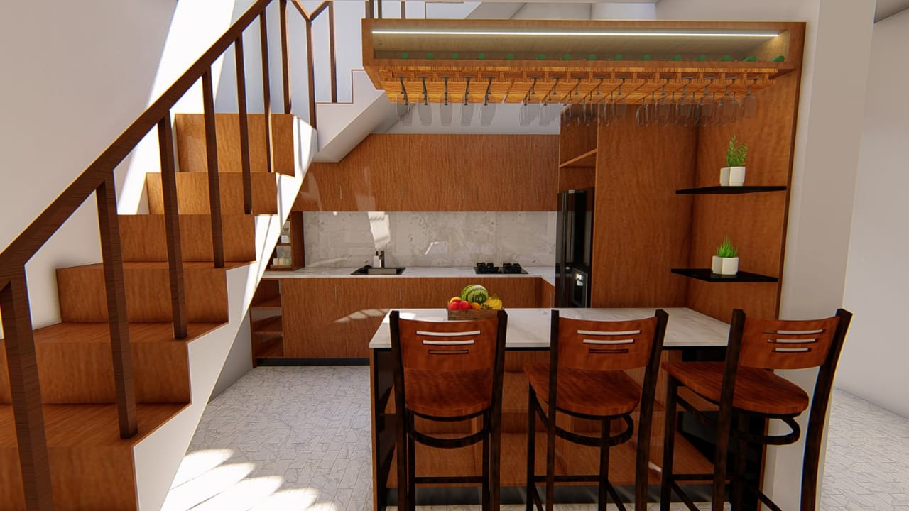 Interior design idea for small spaced kitchen and dining by Yunusha