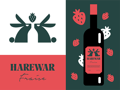 harewar animal beverage branding drink flavor fruit label logo packaging rabbit strawberry wine winery