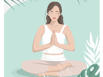 Girl in meditation. Poster for the yoga center. design graphic design illustration vector