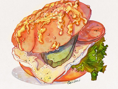 Juicy brioche cheeseburger food food illustration hambourger illustration menu procreate restaurant