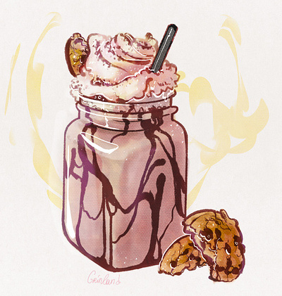 Milkshake illustration for a cafe branding cafe branding food food illustration illustration logo mikshake procreate