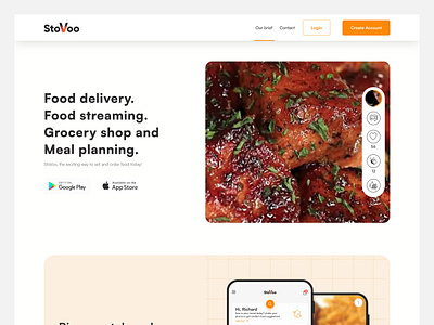 Food Delivery revolution App web landing page | Richoco Studio food food delivery food landing page food streaming food ui home page meal restaurant ui ui and ux
