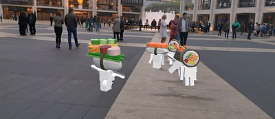 Sushi Man AR testing in Lincoln Center NYC 3d animation ar