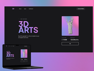 3D Arts bidding homepage 3d art bidding homepage ui ux