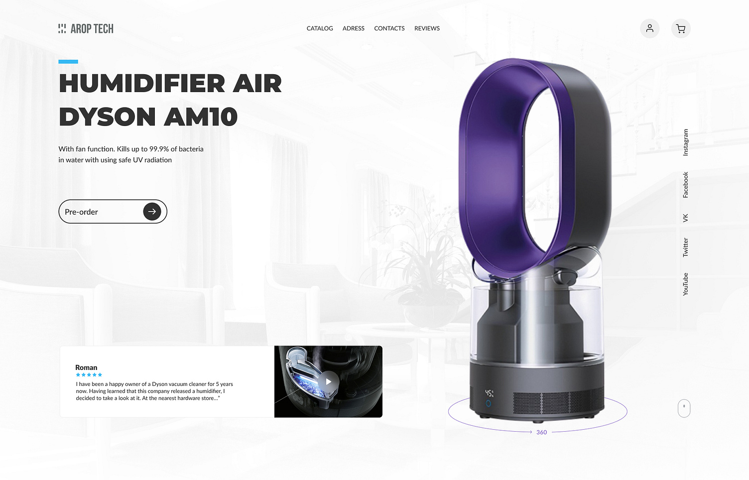 Dyson hero screen by Roman Balabaev on Dribbble