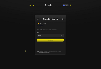 Setting up a condition on Crud animations app blockchain design ui ux web3