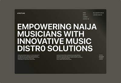 Afrotune distro design music music distribution music website ui design web webdesign website design