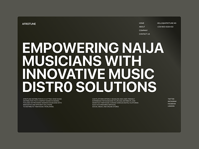 Afrotune distro design music music distribution music website ui design web webdesign website design