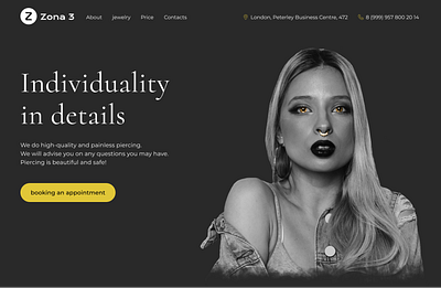 piercing studio hero screen hero screen minimal ui web design web design