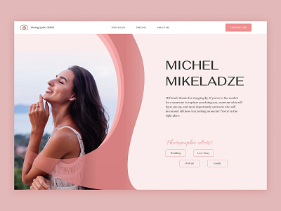 Website for a photographer design typography ui ux vector