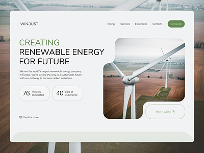 Renewable Energy Company Concept Website Design concept design energy landing sustainability ui web design wind