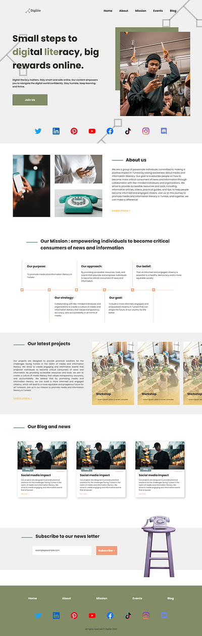 Landing page : Digilite social media agency app design figma landing ^page mobile ui ux web web design