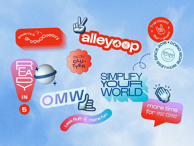 Alleyoop Animated Brand Stickers 3d animated badges beauty branding emoji fun giphy icon identity illustration instagram layout social sticker pack stickers text animation type typography vector