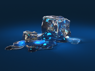 Melting Ice (Womp 3D) 3d 3d ideas 3d models 3dmodel blue blue light dribbble glass ice ideas lighting liquid melting model sohan sohanck textures water womp womp 3d