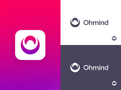 Ohmind - Mental health app branding identity logo minimal negative space shape therapy