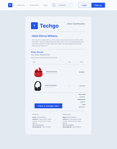 Email Receipt (Daily Challenge day 17) dailyui ui uiux