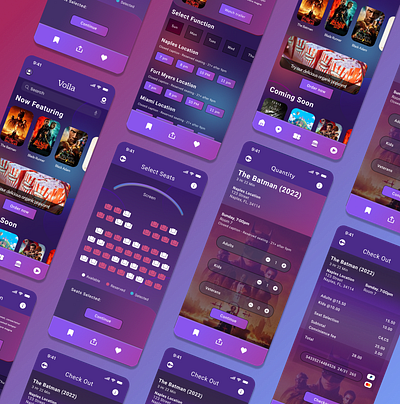 Voila, a movie ticketing app branding ui