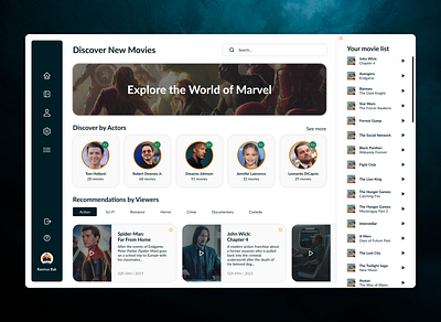 Movie Dashboard UI Design app application design branding design ui ux web web design webdesign