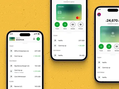 Virtual Dollar card exploration app card design minimal ui user design ux