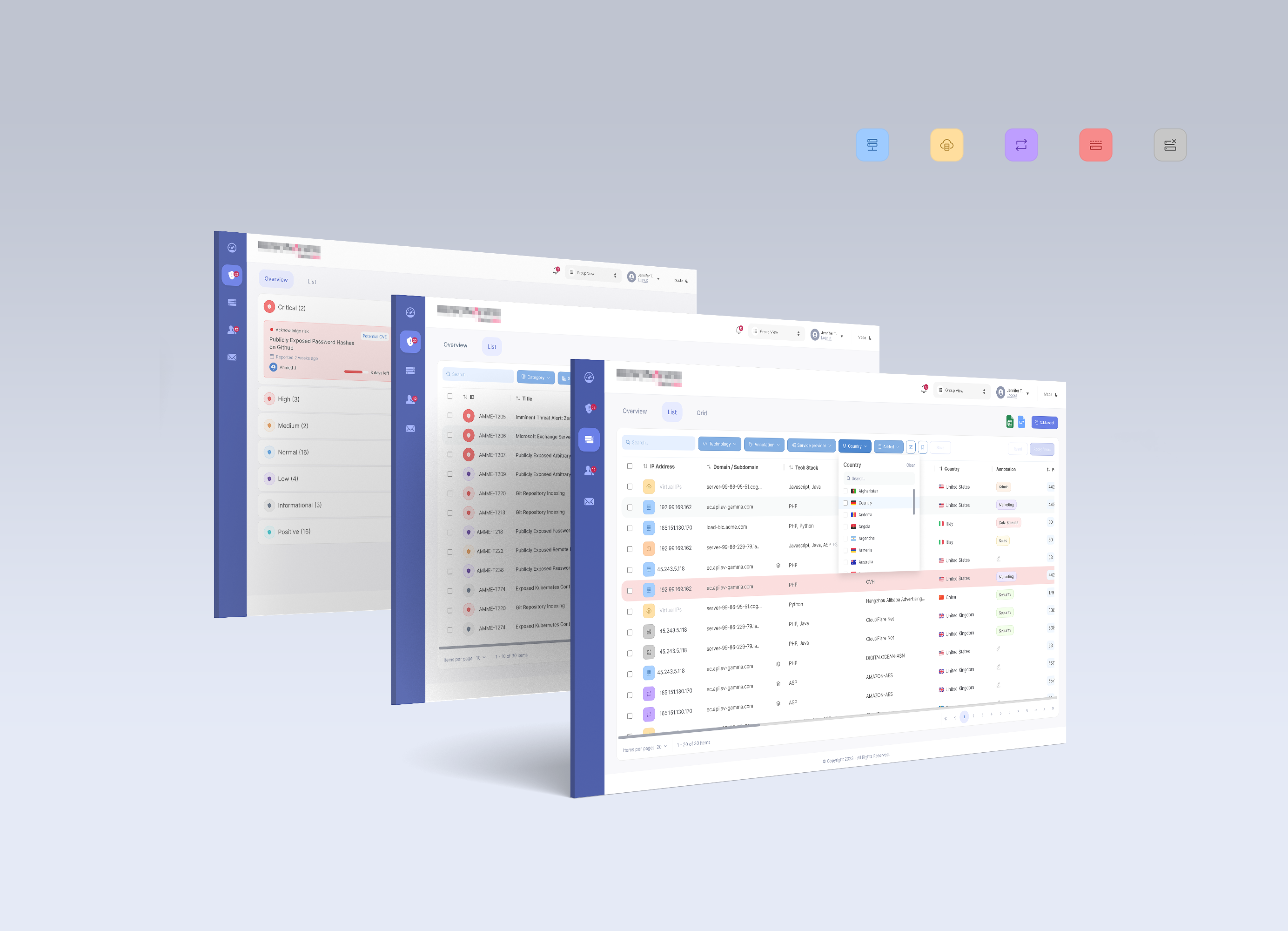 Threat Intel - SaaS app cyber design intel listing minimal product design ui ux