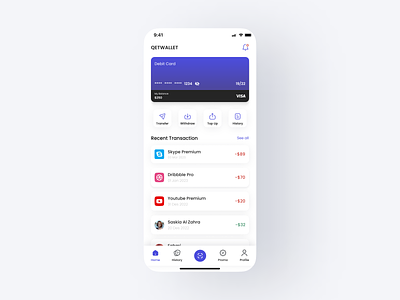 Home screen E-Wallet App app design design ewallet design ewallet screen home design home page home screen mobile design ui ui design ui ux design ux design