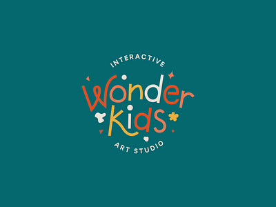 Wonder Kids branding hand lettering illustration kids logo vector