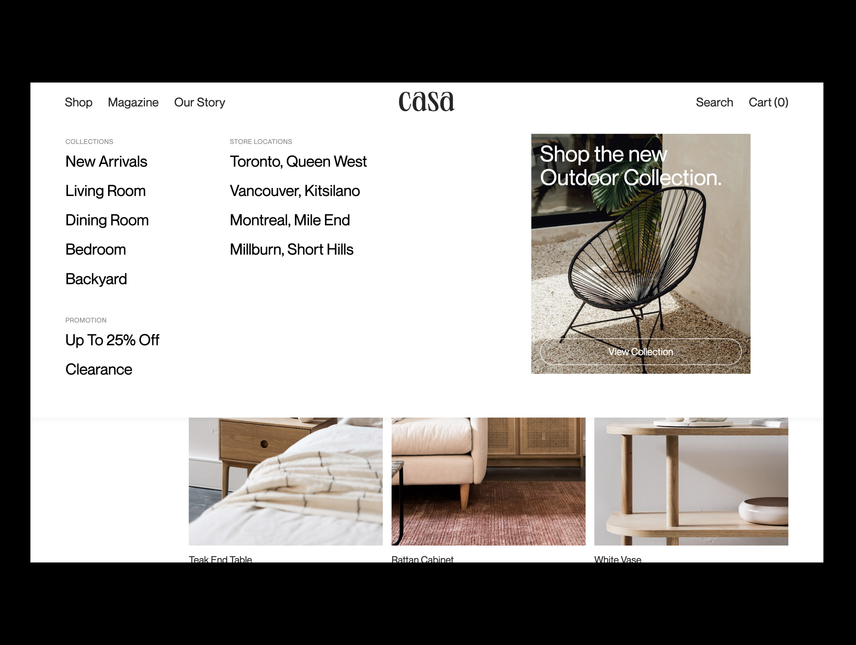 CASA - Nav Menu dropdown menu ecommerce menu nav menu navigation
