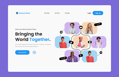 Culture Share | Social Media Landing page app design graphic design ui ux