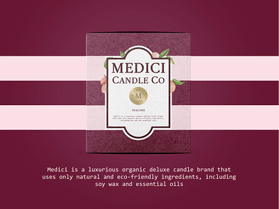 Medici Candle Co - Branding and Packaging box branding burgundy candle candle brand candle branding design graphic design logo medici organic packaing pink victorian