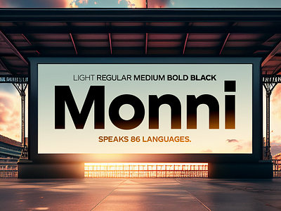 Monni Sunset Billboard ai billboard branding cool design font font design fonts graphic design matt chansky midjourney mockup monni photography sunset typeface typography