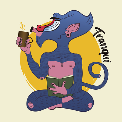 Tranqui branding chill coffee graphic design illustration illustrator meditation mindfullness monkey read relax vector yoga