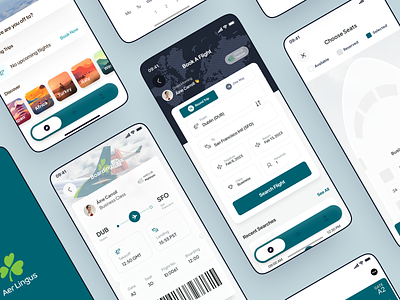 Redesigning Aer Lingus (Concept - Work in Progress) aer lingus airline airplane app discover flight booking green ios mobile app plane seat selection tourism travel ui ux