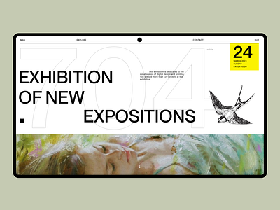 Announcement of an event for an art exhibition desktop typogaphy web deisgn