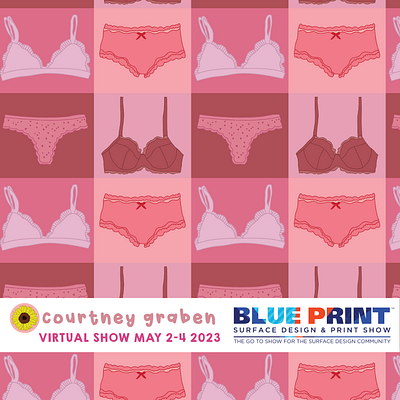 Underwear Surface Pattern Design by Courtney Graben art bras design digital art illustration panties pattern surface design surface pattern design underwear