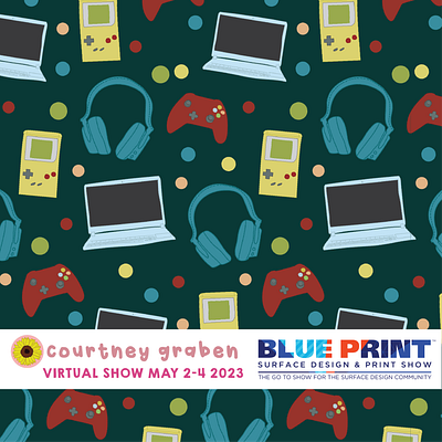 Gaming Surface Pattern Design by Courtney Graben art design digital art gamer gaming illustration pattern surface design surface pattern design