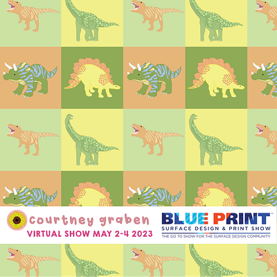 Dinos Surface Pattern Design by Courtney Graben art design digital art dino dinos dinosaur dinosaurs illustration pattern surface design surface pattern design