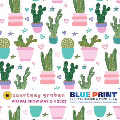 Cactus Surface Pattern Design by Courtney Graben art cactus design digital art illustration pattern plant plants surface design surface pattern design textile print design