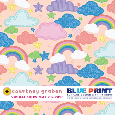 Rainbow Surface Pattern Design by Courtney Graben art design digital art illustration pattern rainbow rainbows surface design surface pattern design