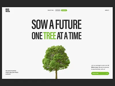 Plant a tree Campaign landing page concept design landing page mockup tree typ typography ui web design