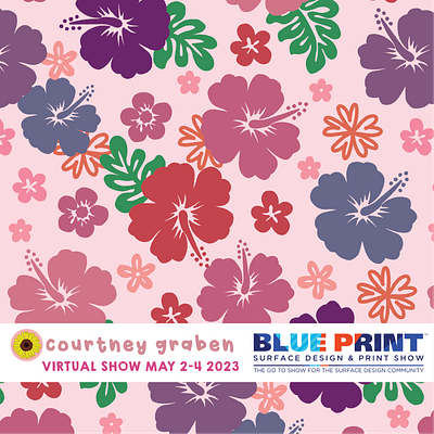 Hawaiian Flowers Surface Pattern Design by Courtney Graben art design digital art hawaii hawaiian hibiscus hibiscus flowers illustration pattern surface design surface pattern design