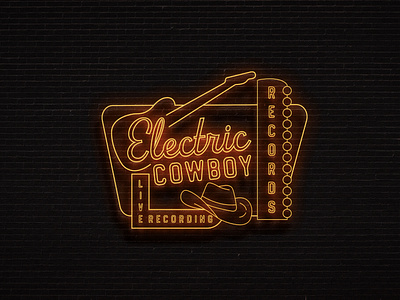 Electric Cowboy Records Logo branding color country logo cowboy cowboy logo design electric graphic design illustration illustrator logo marketing music music logo neon neon sign record label typography