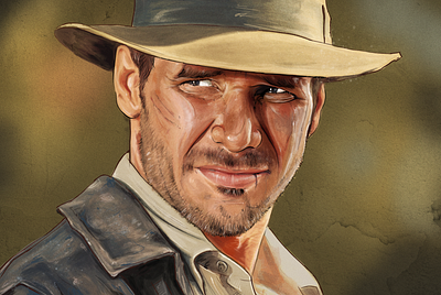 Indiana Jones digital art illustration painting portrait